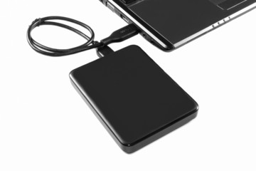 External hard disk isolated on  white background