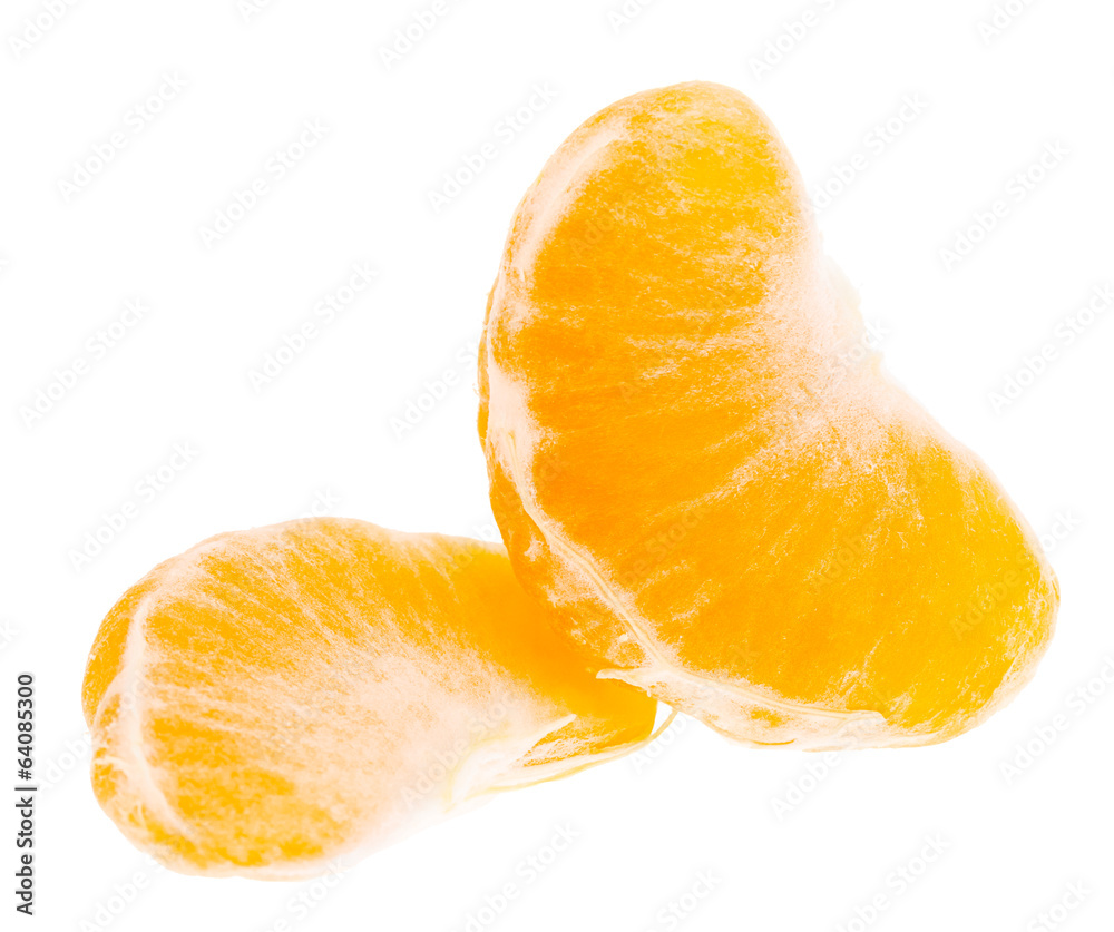 Wall mural two mandarin citrus isolated tangerine mandarine slices