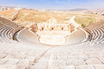 The Roman theatre in Gerasa, Jerash, Jordan.