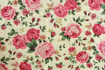 Fototapeten Rose design seamless pattern on fabric background © sutichak