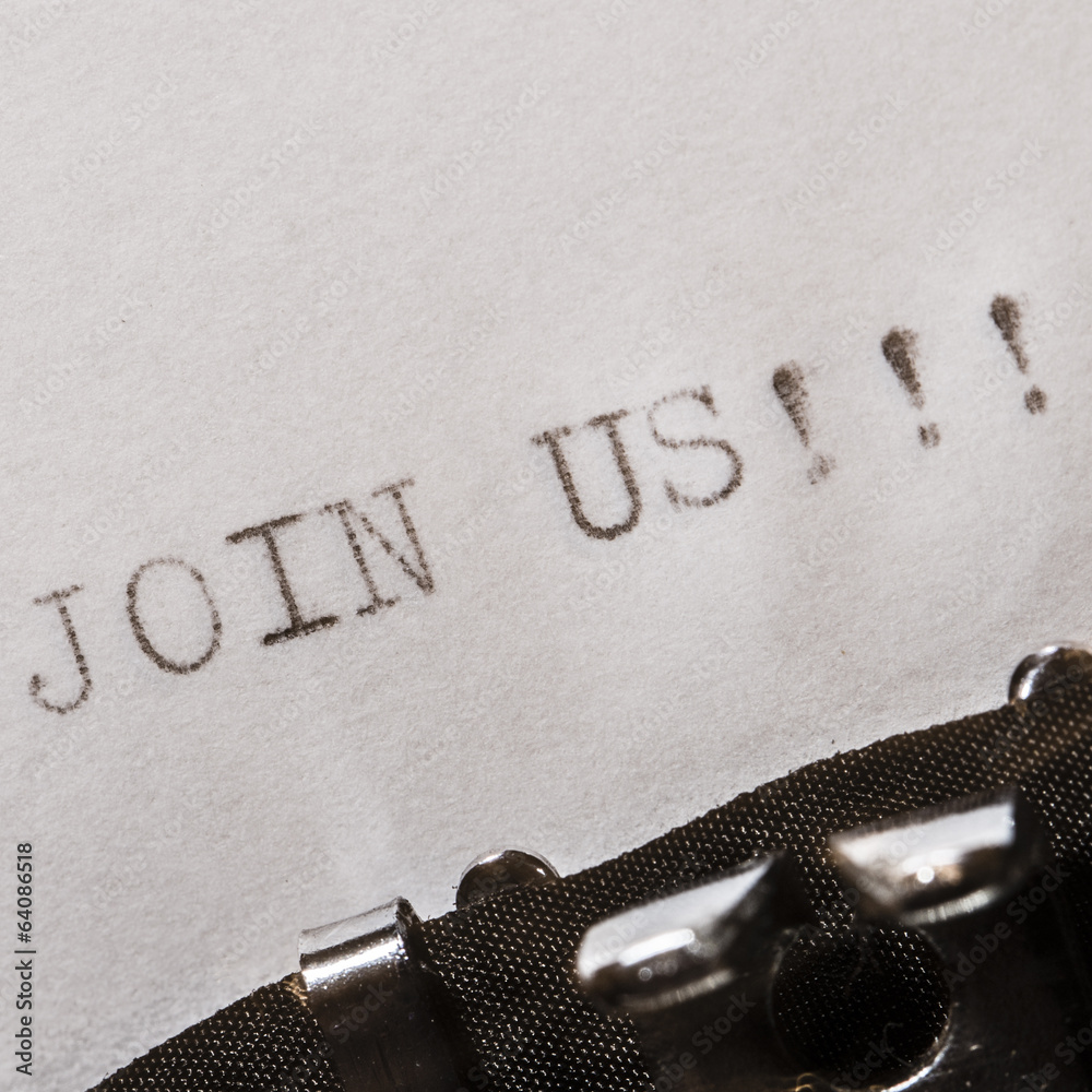 Fototapete old typewriter with text join us