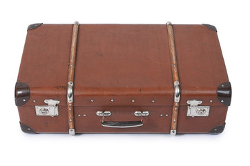 Old suitcase isolated on white background