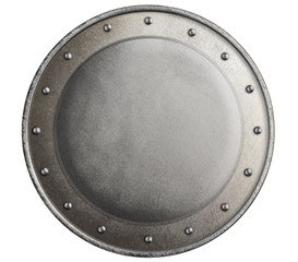 round metal medieval knight's shield isolated