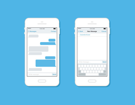 Messaging and chatting on mobile phone vector template