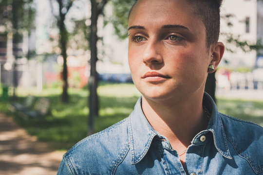 Portrait of a short hair girl