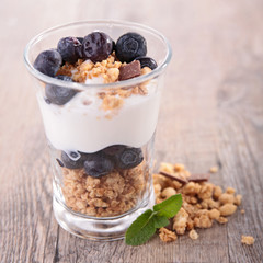 granola,fruit and yogurt