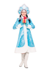 Beautiful woman in winter costume