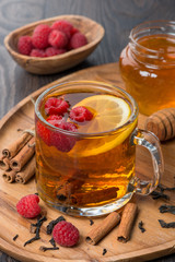 fragrant black tea with lemon, raspberry and cinnamon