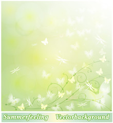 Fototapeta na wymiar Hintergrund Schmetterlinge im Sommer in Pastell