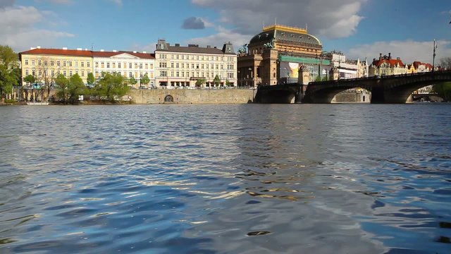 View from Strelecky island of National Theater  in Prague