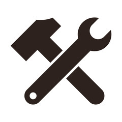 Wrench and hammer. Tools icon