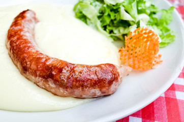 Grilled sausage served