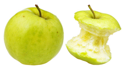 bitten and whole granny smith apple