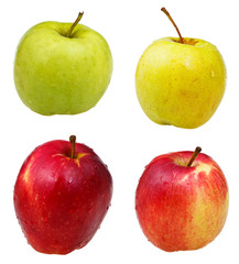 set of ripe apples isolated on white
