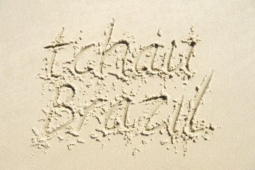 Brazil Goodbye Tchau Message Sand Writing