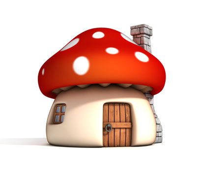 mushroom house 3d illustration