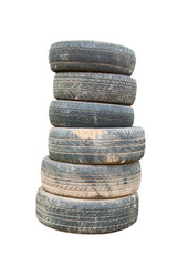 Fototapeta na wymiar Old car tires isolate