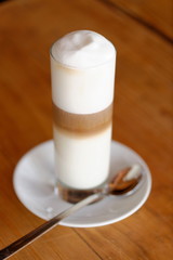 Coffee. Cappuccino. Glass of Cappuccino or Latte Coffee