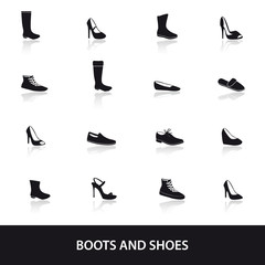 Fototapeta na wymiar boots and shoes eps10