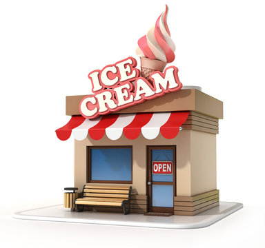 ice cream store 3d illustration