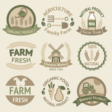 Farming harvesting and agriculture labels