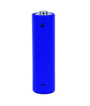 dark blue small battery with positive and negative signs