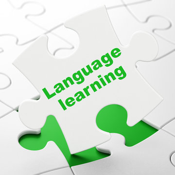 Education concept: Language Learning on puzzle background