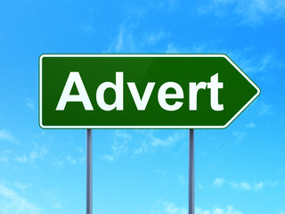 Marketing concept: Advert on road sign background