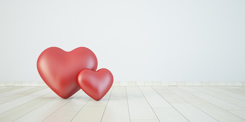 couple heart in 3d, love concept