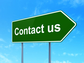 Marketing concept: Contact Us on road sign background