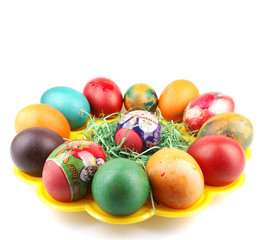 Easter eggs on white background