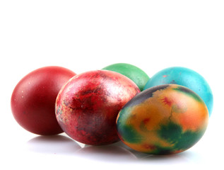 Easter eggs on white background