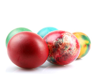 Easter eggs on white background