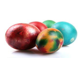 Easter eggs on white background