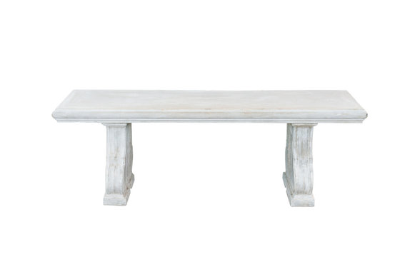 Concrete bench in the pavilion at garden