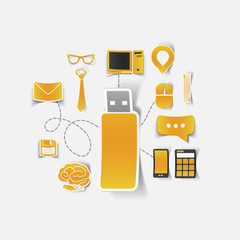 Set of sticker design. High-tech business concept