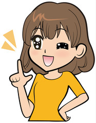 人差し指を立てる女性