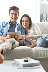 Couple watching movie on tablet
