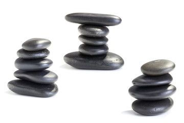 Wet smooth polished hot massage black stones