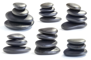 Wet smooth polished hot massage black stones