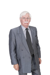 old male with spectacles in a gray suit