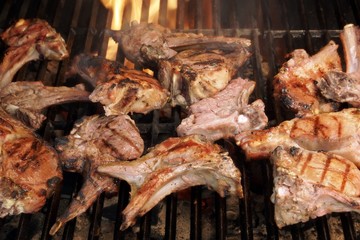 Roasted lamb chops on BBQ Grill, XXXL