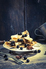 crepes  with blackberry 