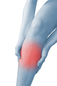 Acute pain in a woman knee.