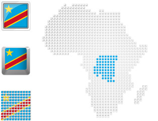 Democratic republic of Congo on map of Africa