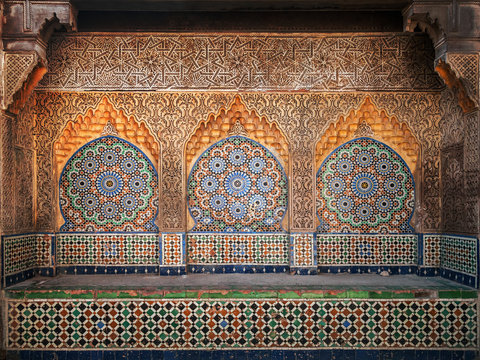 Ancient Arabic niche with mosaic in Medina. Tangier, Morocco