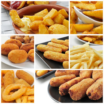 fried food collage