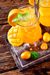 Fresh orange cocktails from upper view