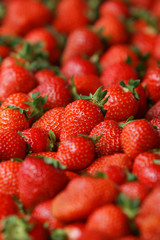 Natural juicy strawberries on the street market