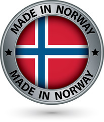 Obraz premium Made in Norway silver label with flag, vector illustration